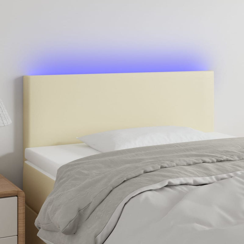 vidaXL krémszínű műbőr LED-es fejtámla 90 x 5 x 78/88 cm