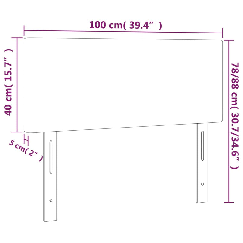 vidaXL krémszínű műbőr LED-es fejtámla 100 x 5 x 78/88 cm