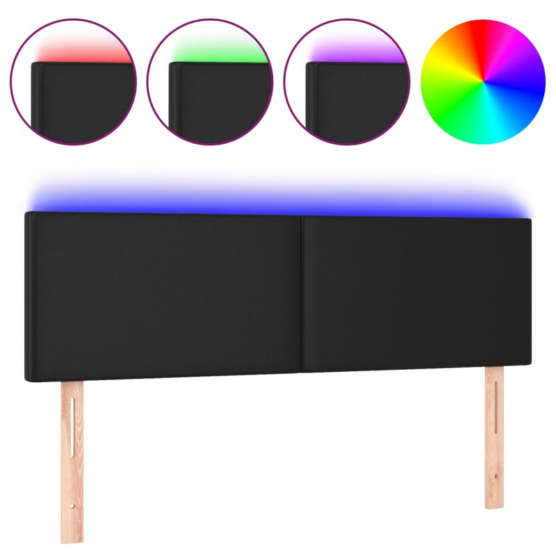 vidaXL fekete műbőr LED-es fejtámla 144 x 5 x 78/88 cm