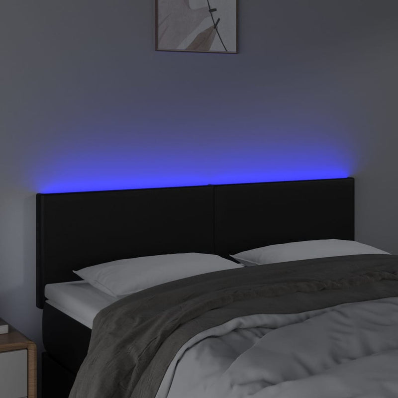 vidaXL fekete műbőr LED-es fejtámla 144 x 5 x 78/88 cm