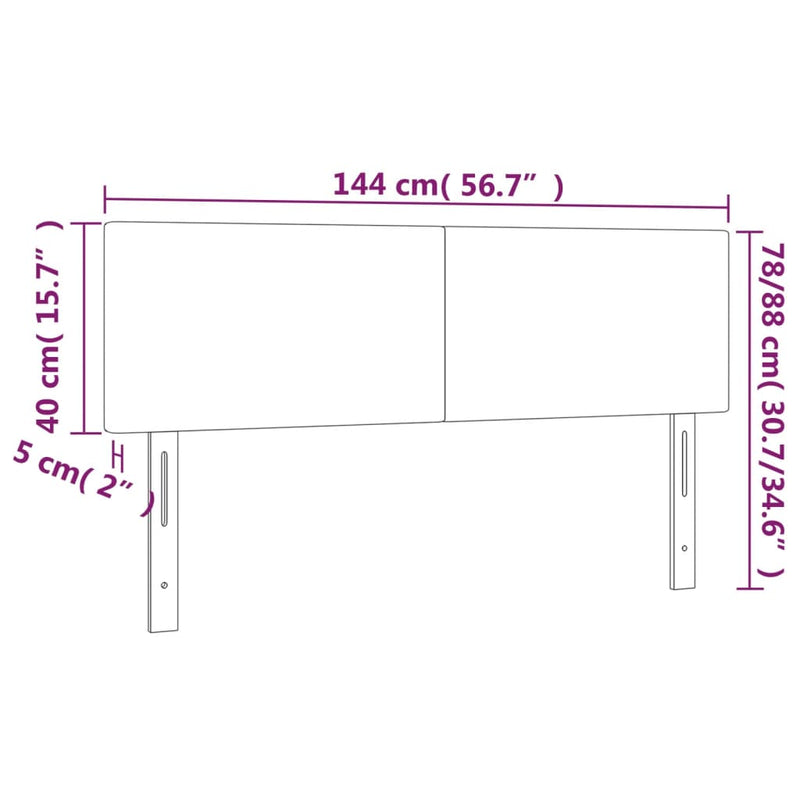 vidaXL fekete műbőr LED-es fejtámla 144 x 5 x 78/88 cm
