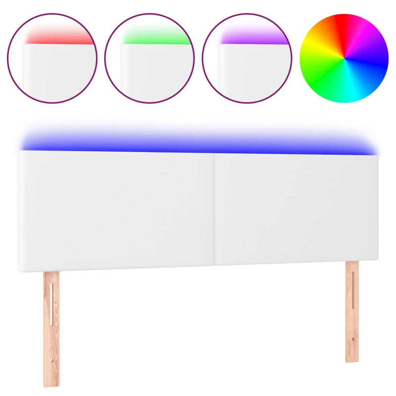 vidaXL fehér műbőr LED-es fejtámla 144 x 5 x 78/88 cm