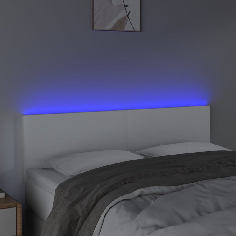 vidaXL fehér műbőr LED-es fejtámla 144 x 5 x 78/88 cm