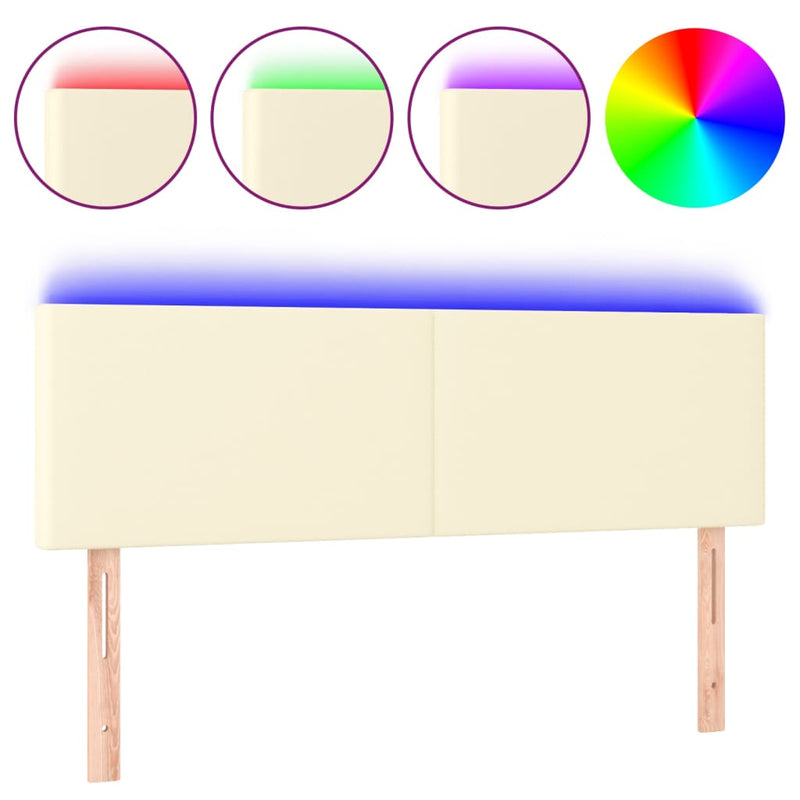 vidaXL krémszínű műbőr LED-es fejtámla 144 x 5 x 78/88 cm