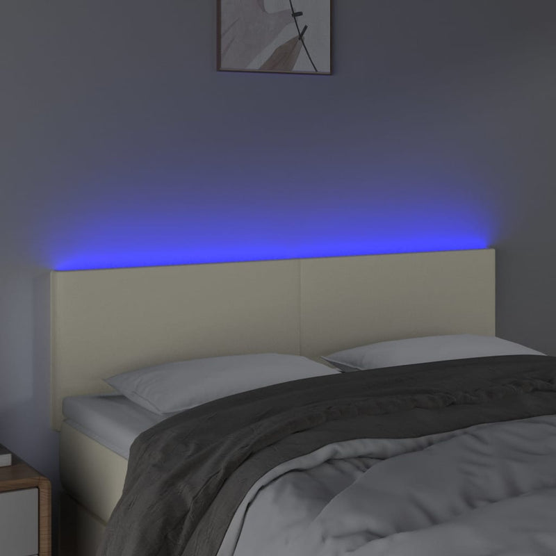 vidaXL krémszínű műbőr LED-es fejtámla 144 x 5 x 78/88 cm