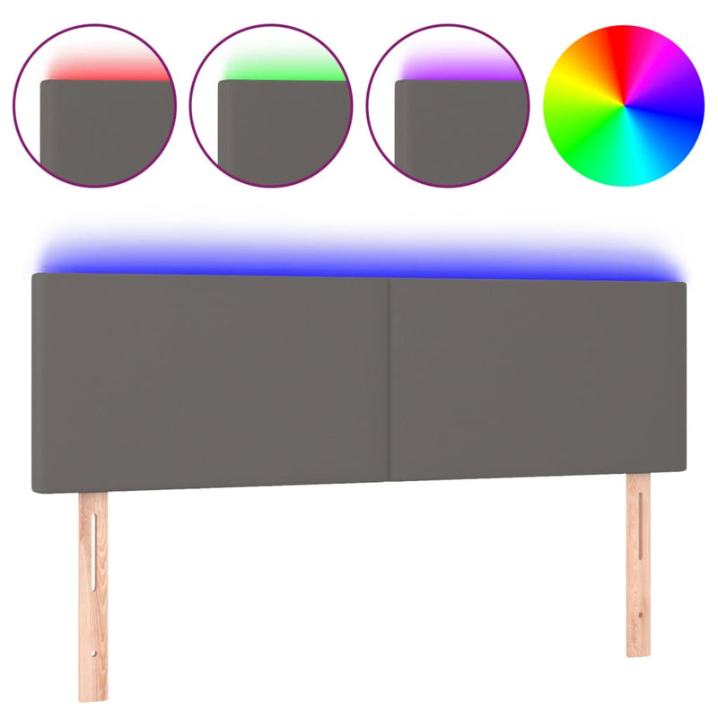vidaXL szürke műbőr LED-es fejtámla 144 x 5 x 78/88 cm