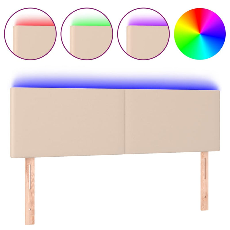 vidaXL cappuccino színű műbőr LED-es fejtámla 144 x 5 x 78/88 cm