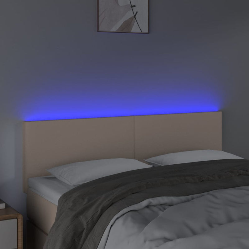 vidaXL cappuccino színű műbőr LED-es fejtámla 144 x 5 x 78/88 cm