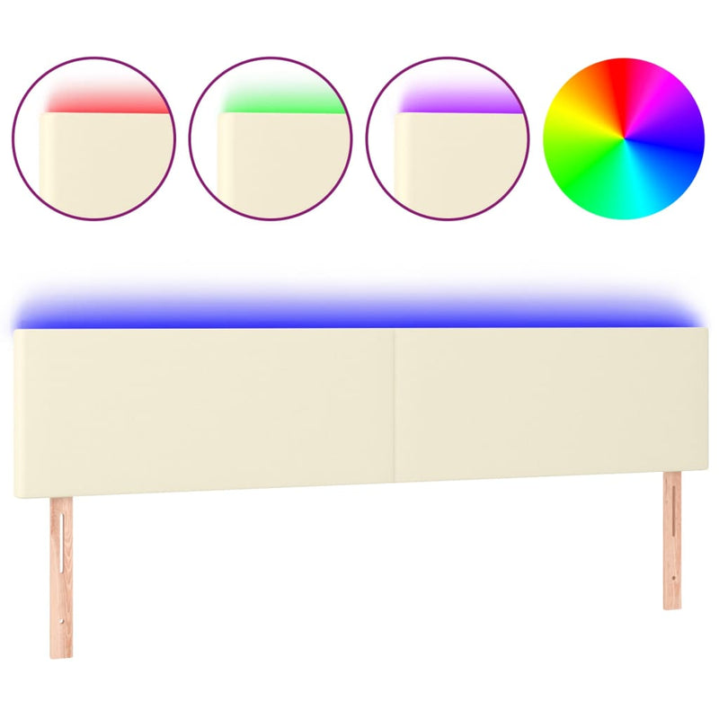 vidaXL krémszínű műbőr LED-es fejtámla 160 x 5 x 78/88 cm