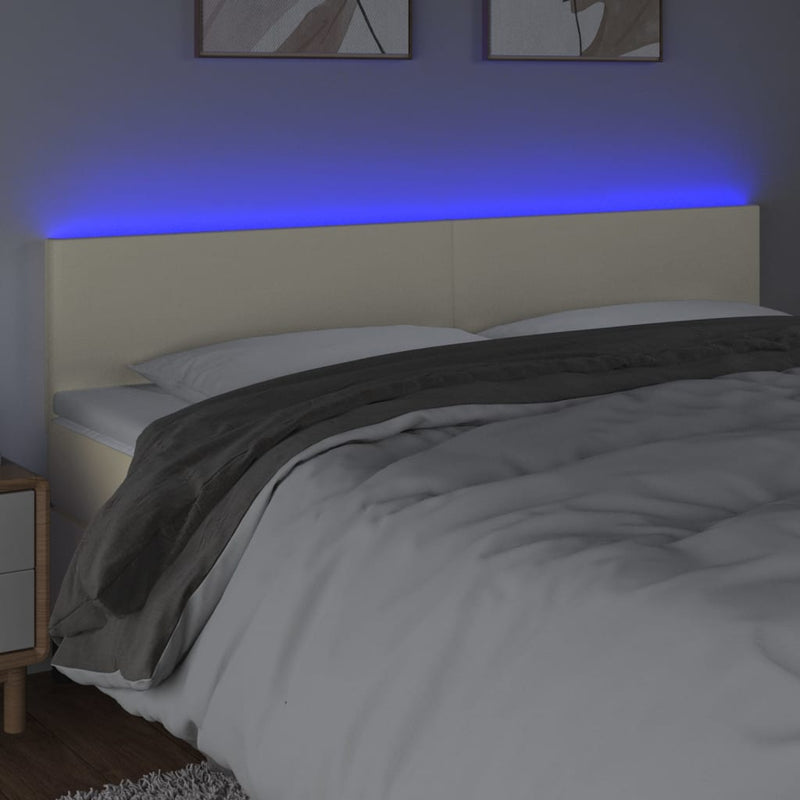 vidaXL krémszínű műbőr LED-es fejtámla 160 x 5 x 78/88 cm