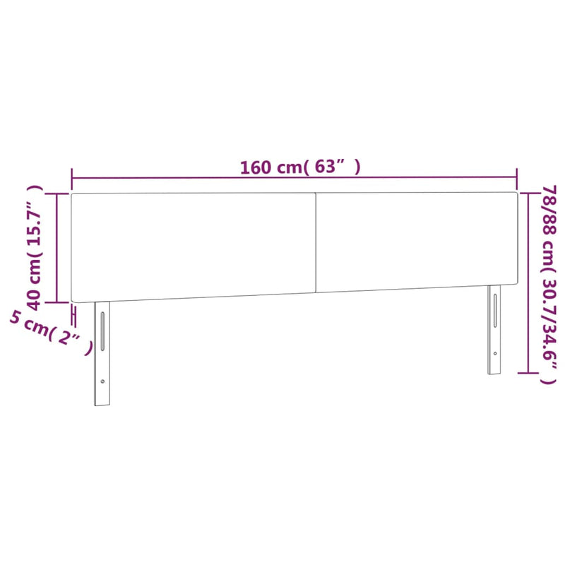 vidaXL krémszínű műbőr LED-es fejtámla 160 x 5 x 78/88 cm