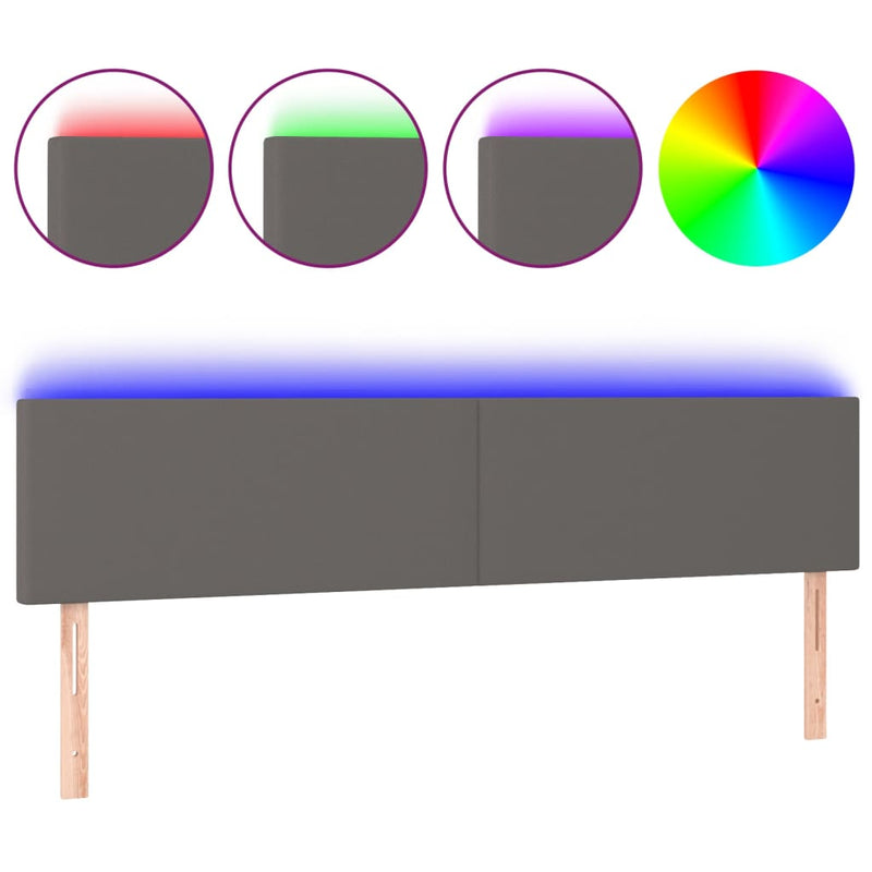 vidaXL szürke műbőr LED-es fejtámla 180 x 5 x 78/88 cm