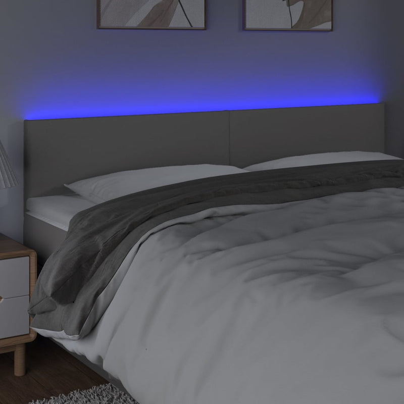vidaXL szürke műbőr LED-es fejtámla 180 x 5 x 78/88 cm