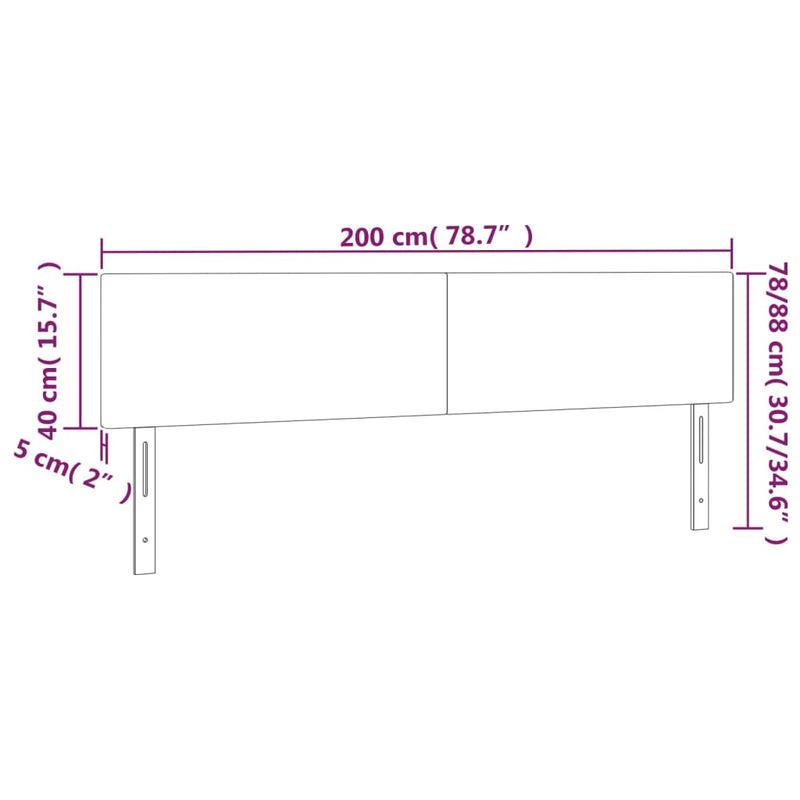vidaXL krémszínű műbőr LED-es fejtámla 200 x 5 x 78/88 cm