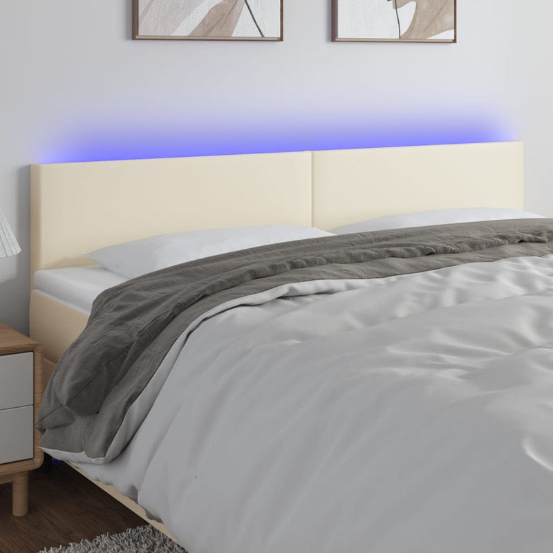 vidaXL krémszínű műbőr LED-es fejtámla 200 x 5 x 78/88 cm