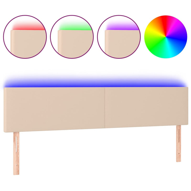 vidaXL cappuccino színű műbőr LED-es fejtámla 200 x 5 x 78/88 cm