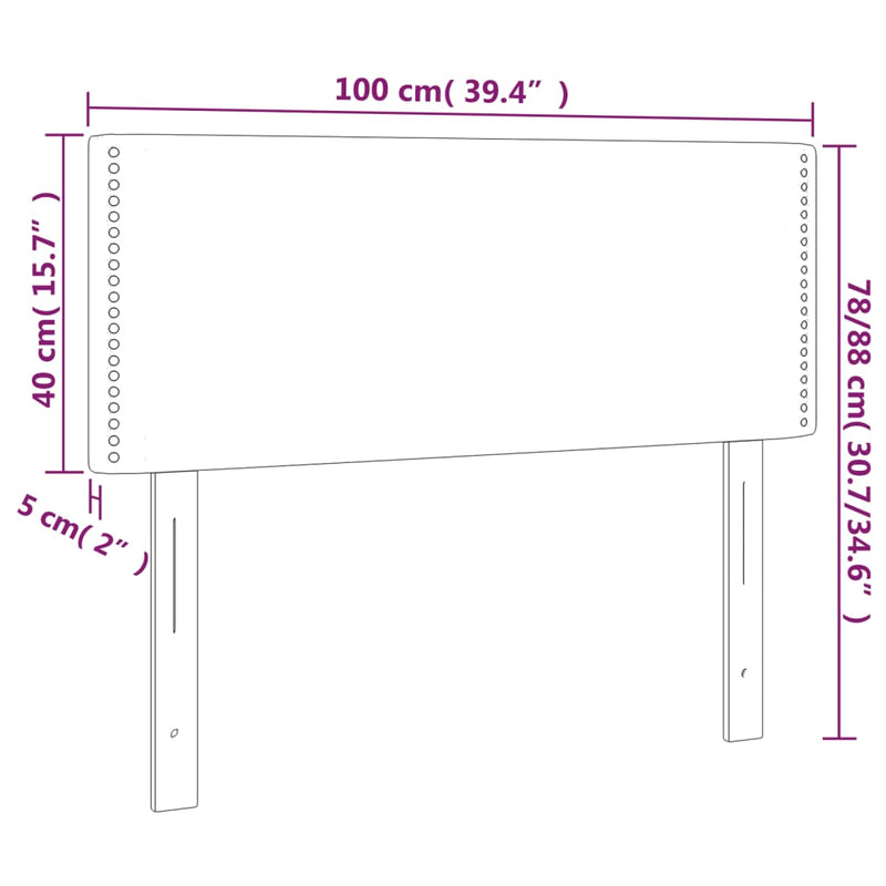 vidaXL krémszínű szövet LED-es fejtámla 100x5x78/88 cm