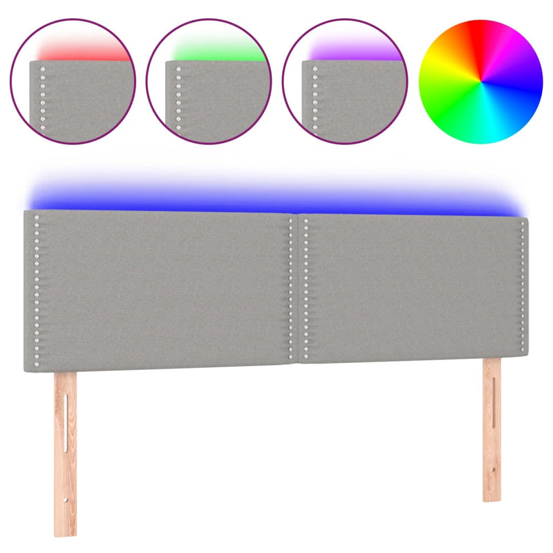 vidaXL világosszürke szövet LED-es fejtámla 144 x 5 x 78/88 cm