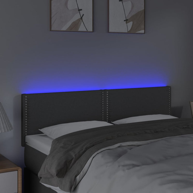 vidaXL sötétszürke szövet LED-es fejtámla 144x5x78/88 cm