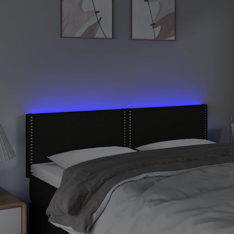 vidaXL fekete szövet LED-es fejtámla 144x5x78/88 cm