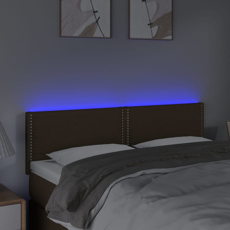 vidaXL sötétbarna szövet LED-es fejtámla 144x5x78/88 cm