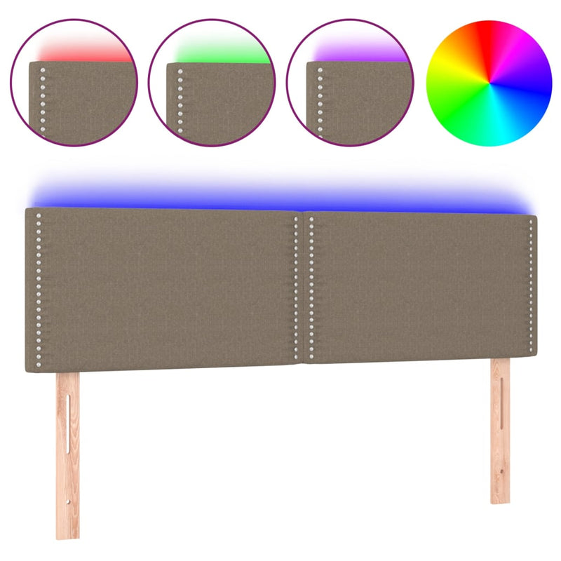 vidaXL tópszínű szövet LED-es fejtámla 144x5x78/88 cm
