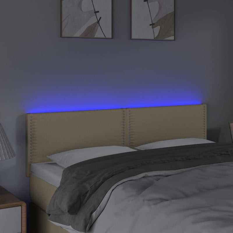 vidaXL krémszínű szövet LED-es fejtámla 144x5x78/88 cm