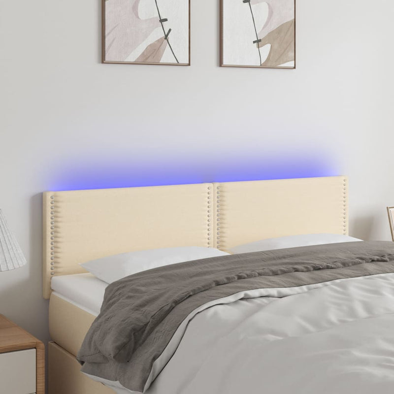 vidaXL krémszínű szövet LED-es fejtámla 144x5x78/88 cm