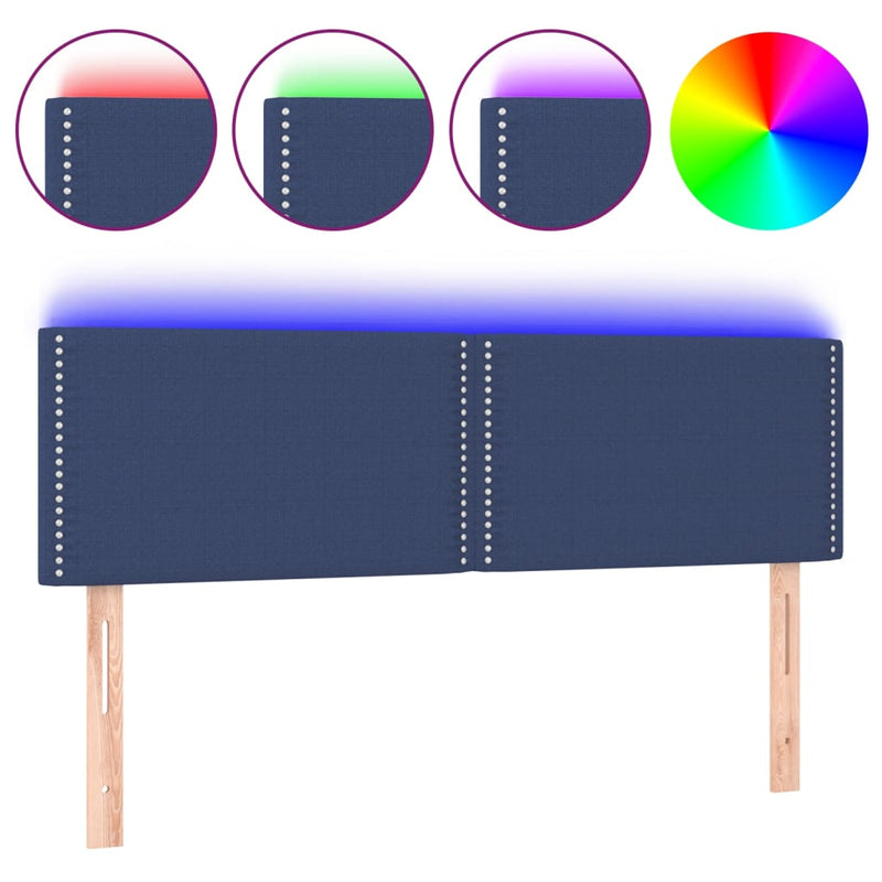 vidaXL kék szövet LED-es fejtámla 144x5x78/88 cm