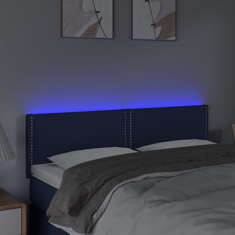 vidaXL kék szövet LED-es fejtámla 144x5x78/88 cm