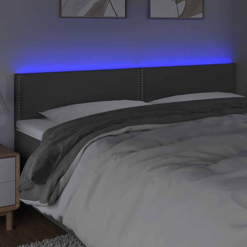 vidaXL sötétszürke szövet LED-es fejtámla 160x5x78/88 cm
