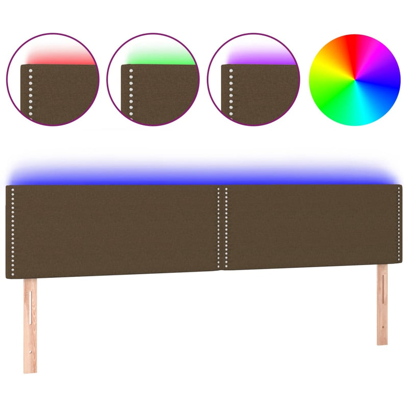 vidaXL sötétbarna szövet LED-es fejtámla 160x5x78/88 cm