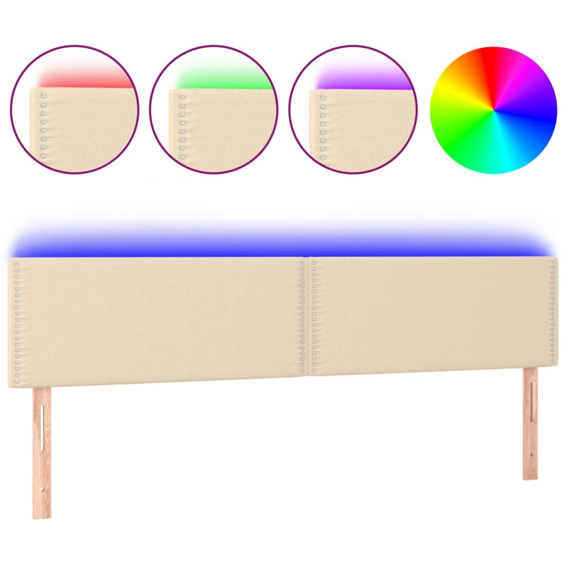 vidaXL krémszínű szövet LED-es fejtámla 160x5x78/88 cm