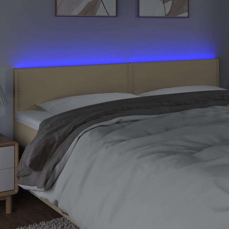 vidaXL krémszínű szövet LED-es fejtámla 160x5x78/88 cm