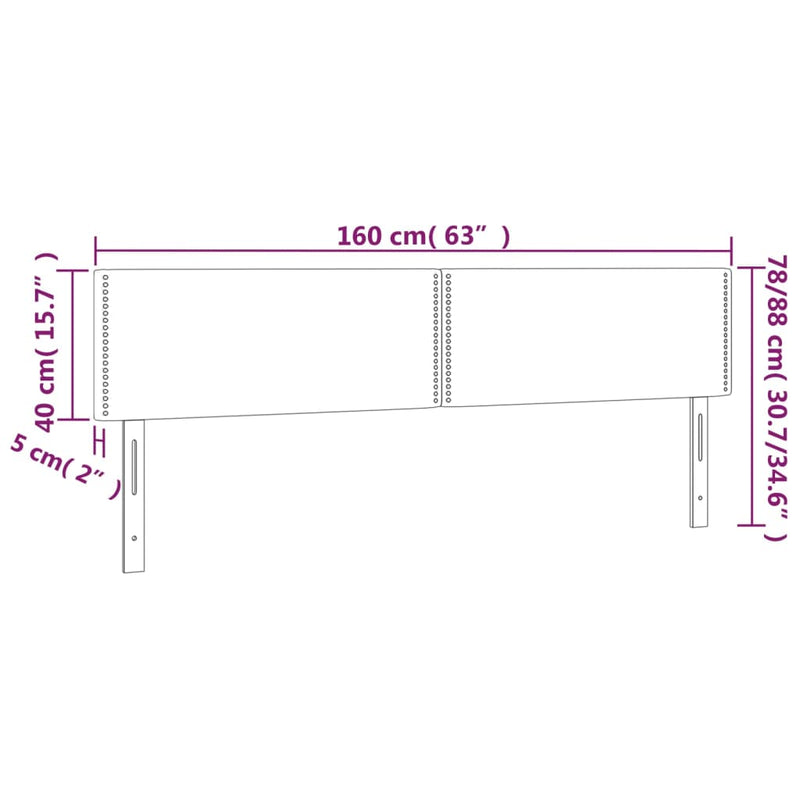 vidaXL krémszínű szövet LED-es fejtámla 160x5x78/88 cm