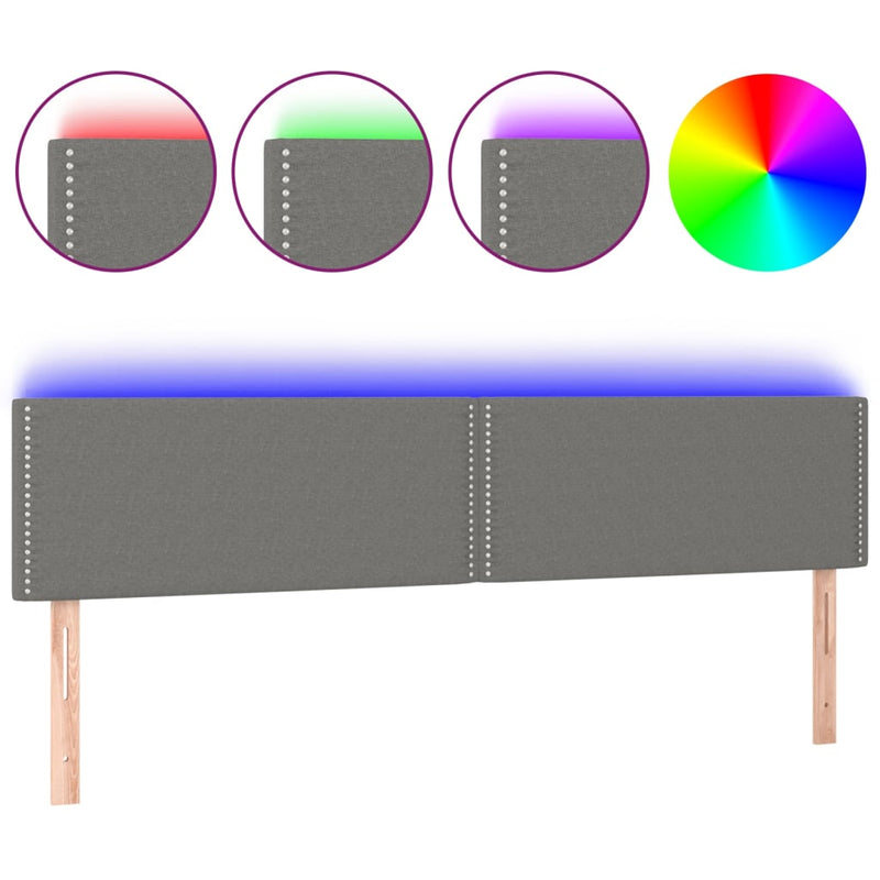 vidaXL sötétszürke szövet LED-es fejtámla 180x5x78/88 cm