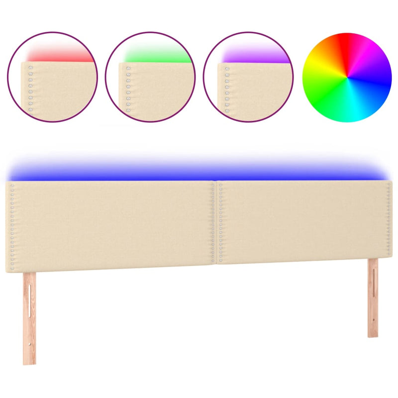 vidaXL krémszínű szövet LED-es fejtámla 200x5x78/88 cm