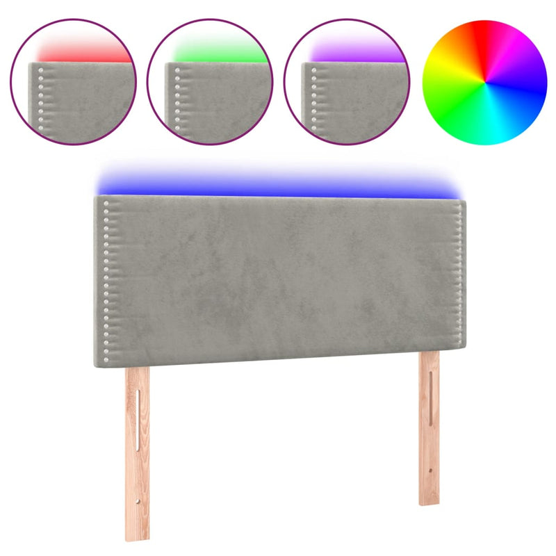 vidaXL világosszürke bársony LED-es fejtámla 80 x 5 x 78/88 cm
