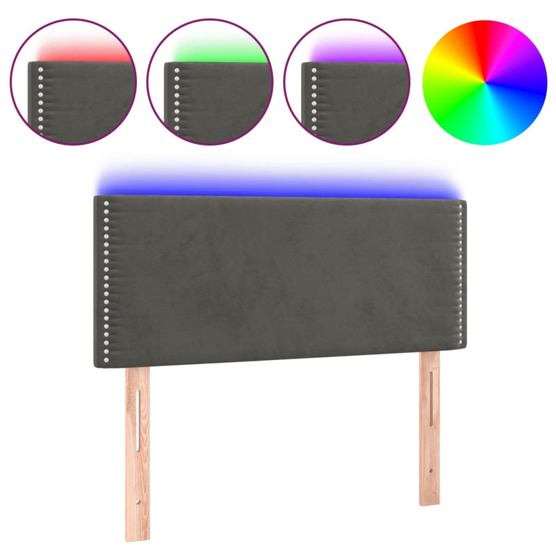 vidaXL sötétszürke bársony LED-es fejtámla 80 x 5 x 78/88 cm