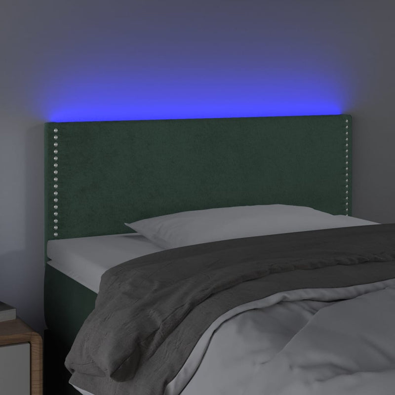 vidaXL sötétzöld bársony LED-es fejtámla 100x5x78/88 cm