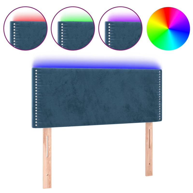 vidaXL sötétkék bársony LED-es fejtámla 100x5x78/88 cm