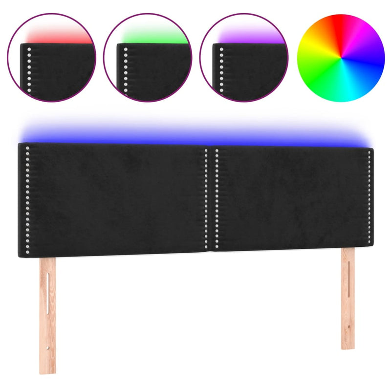 vidaXL fekete bársony LED-es fejtámla 144x5x78/88 cm