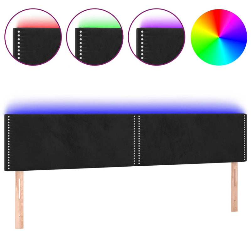 vidaXL fekete bársony LED-es fejtámla 180x5x78/88 cm