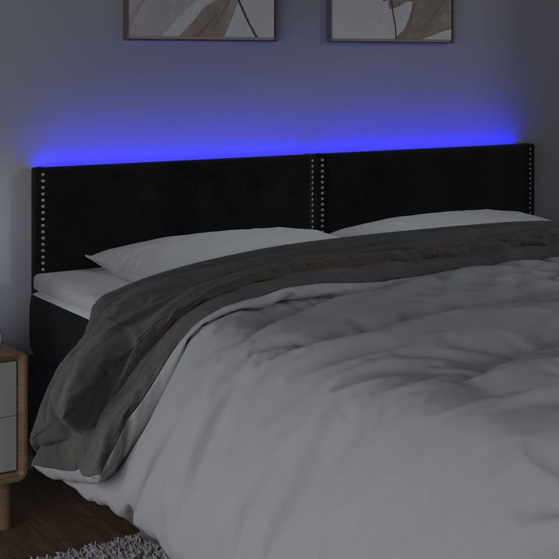 vidaXL fekete bársony LED-es fejtámla 180x5x78/88 cm