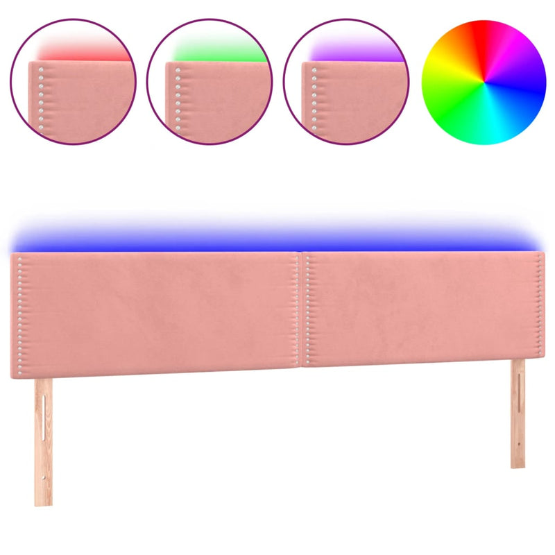 vidaXL rózsaszín bársony LED-es fejtámla 180x5x78/88 cm