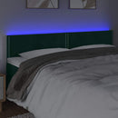 vidaXL sötétzöld bársony LED-es fejtámla 200x5x78/88 cm