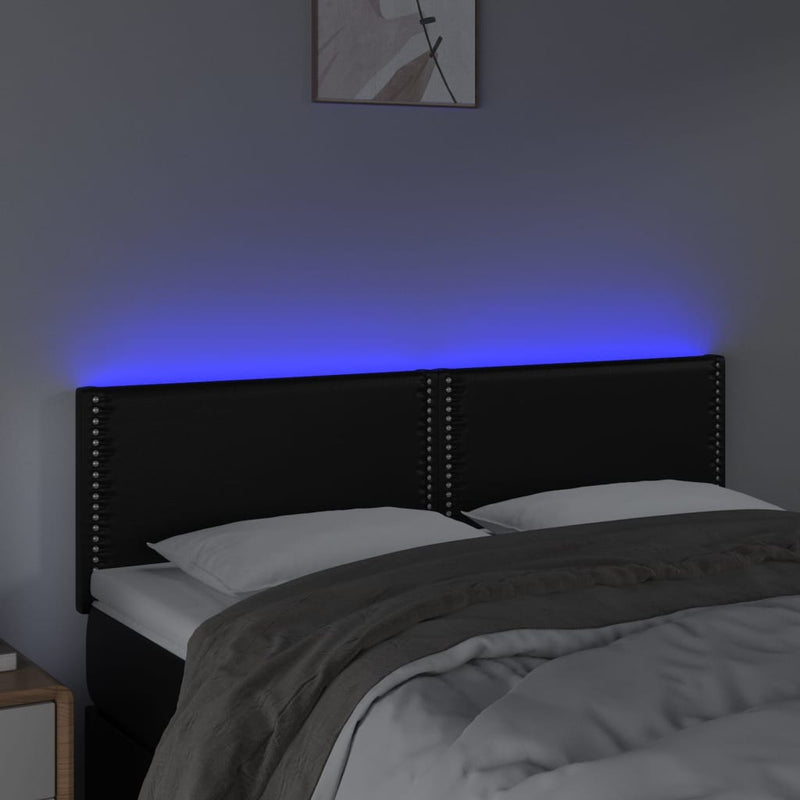 vidaXL fekete műbőr LED-es fejtámla 144 x 5 x 78/88 cm