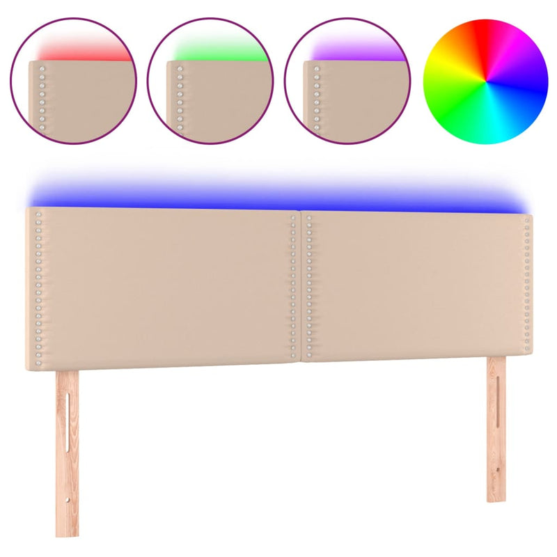vidaXL cappuccino színű műbőr LED-es fejtámla 144 x 5 x 78/88 cm