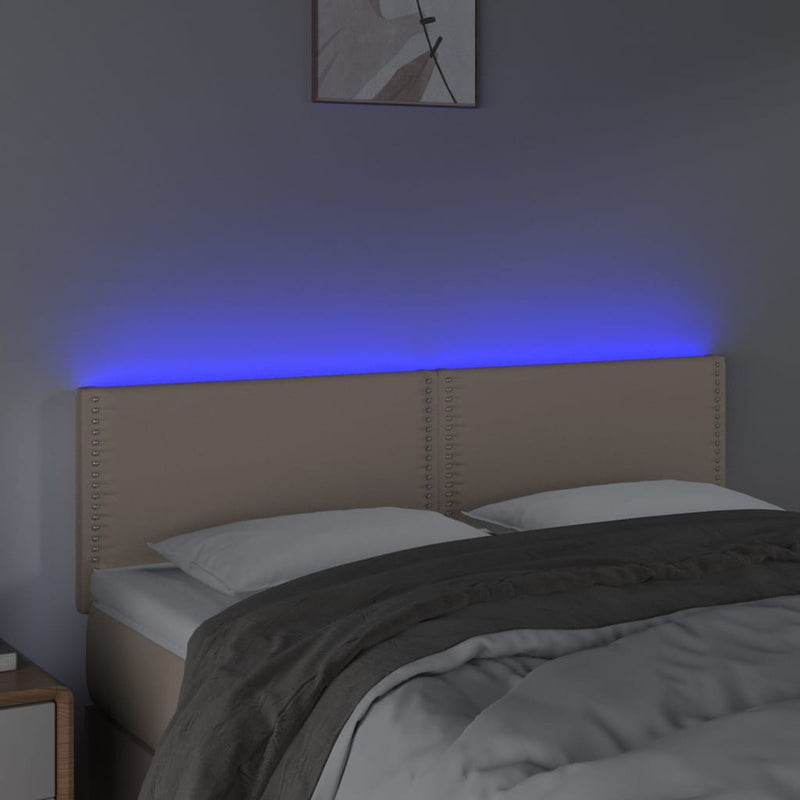 vidaXL cappuccino színű műbőr LED-es fejtámla 144 x 5 x 78/88 cm