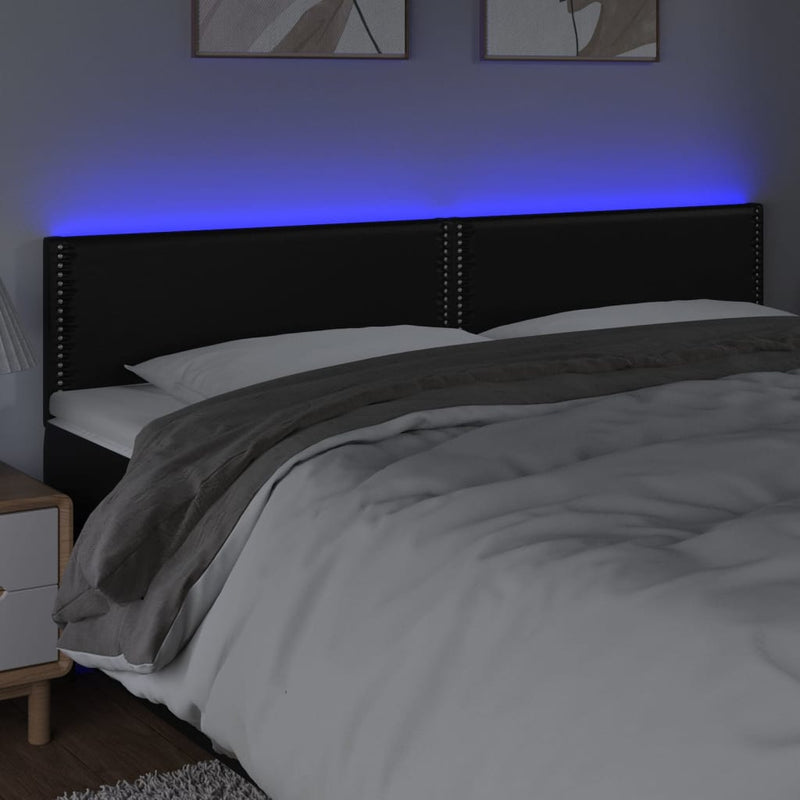 vidaXL fekete műbőr LED-es fejtámla 160 x 5 x 78/88 cm